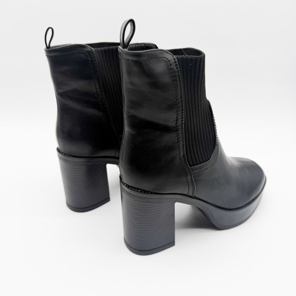 Yoki Yale Chunky Chelsea Platform Ankle Boots Block Heel Pull On Black 7.5 NEW - Picture 7 of 15